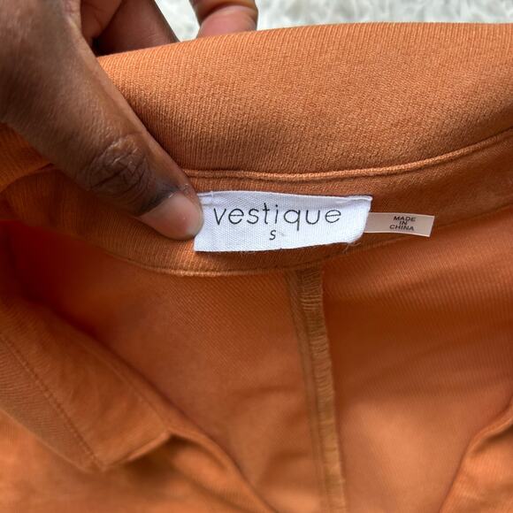 Vestique Orange Short Sleeve Collared Button Down Romper Size Small - Picture 11 of 12